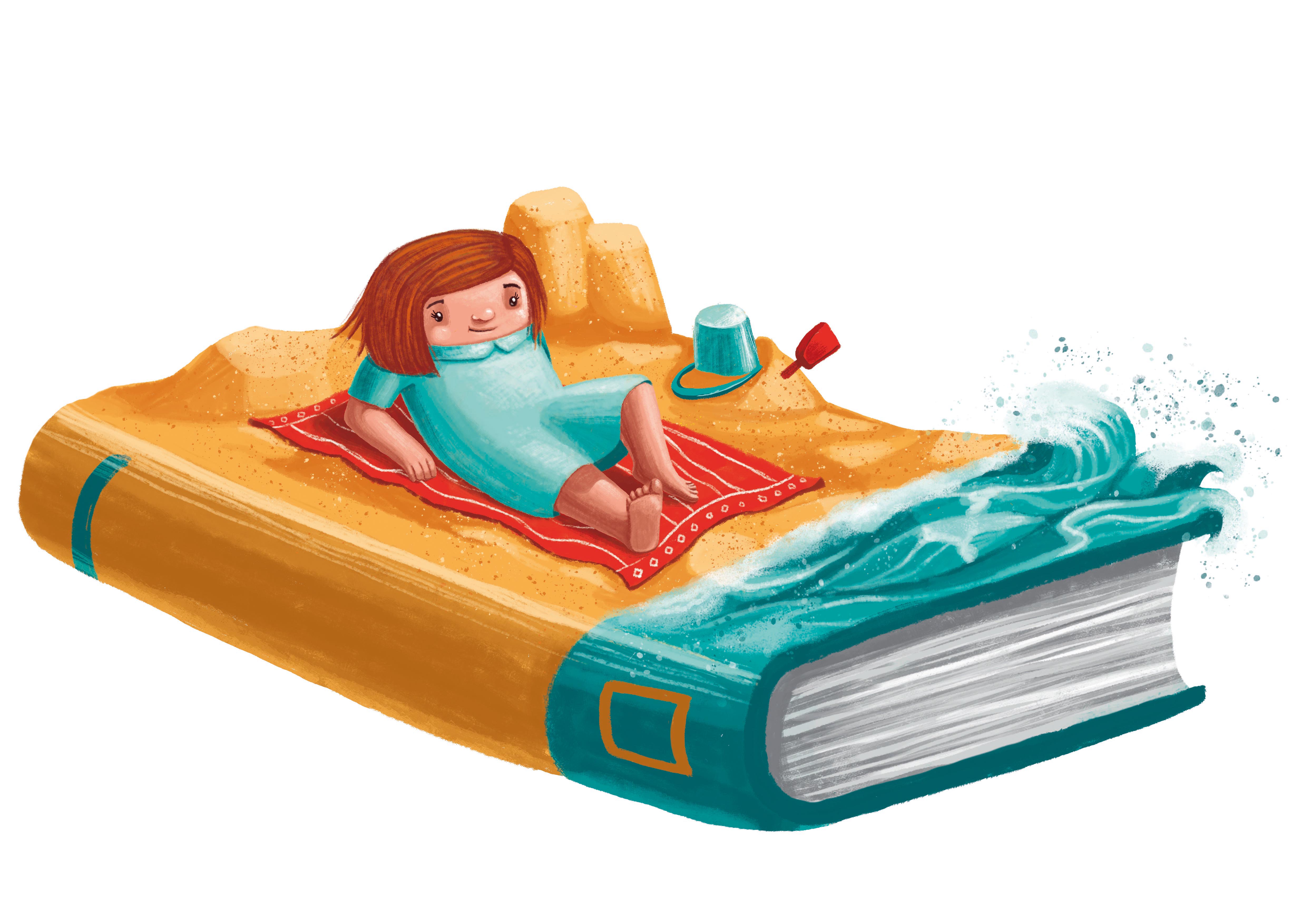 booklover seaside vacation illustration ilustratie andra badea cuteoshenii beach mare