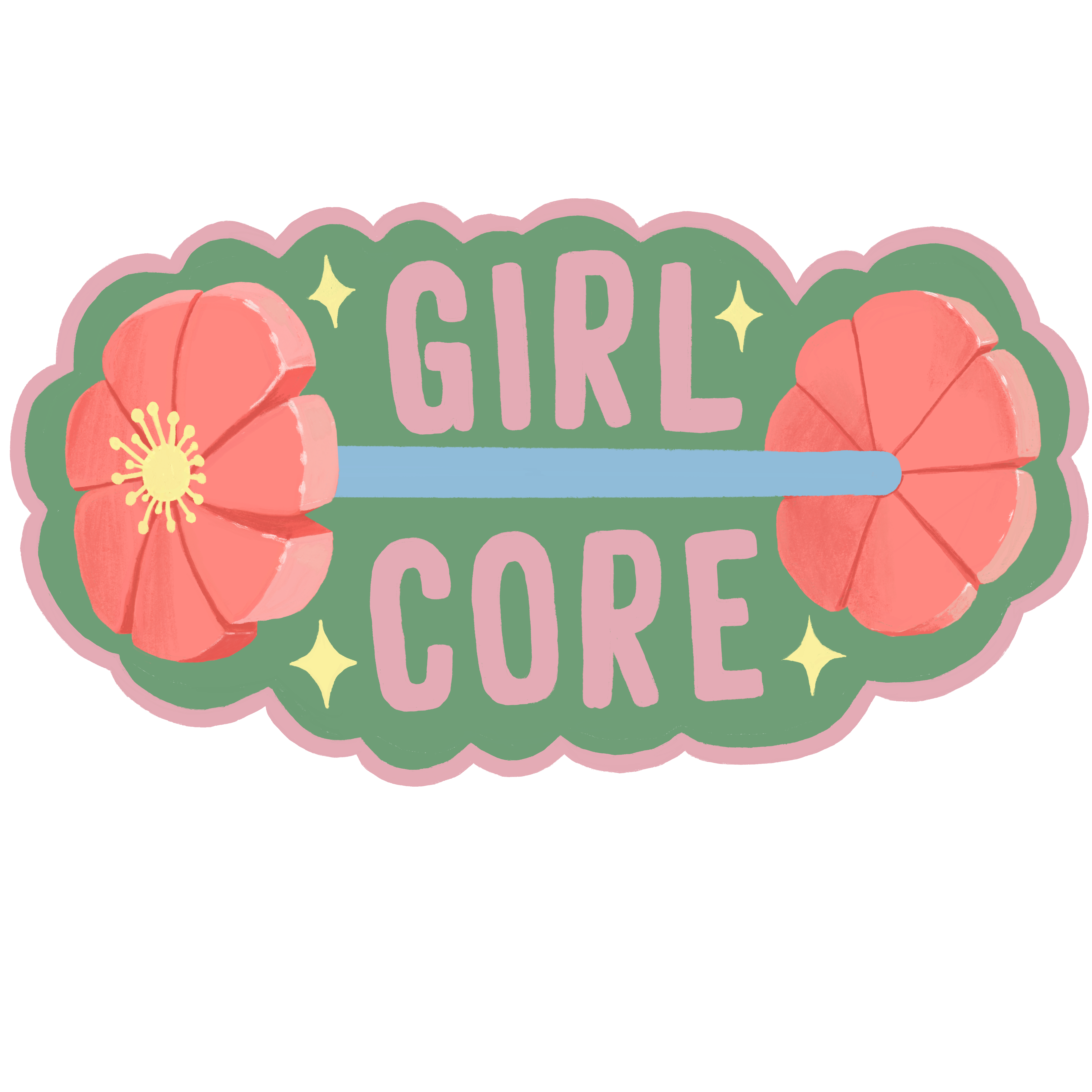 girl core sticker andra badea women's day flowers weight lifting