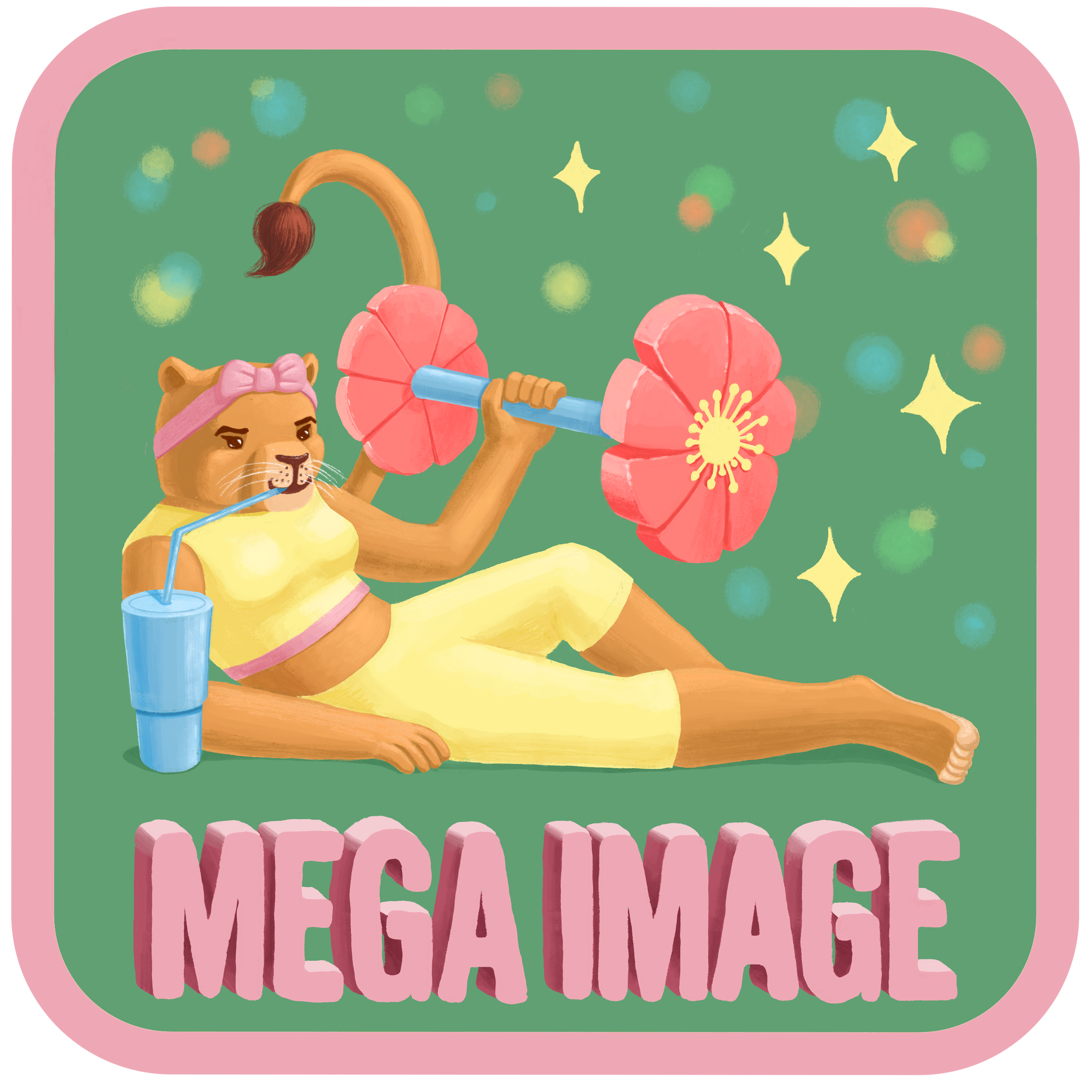 mega image logo ahold delhaze advertising illustration women's day lioness flower weight lifting girl core
