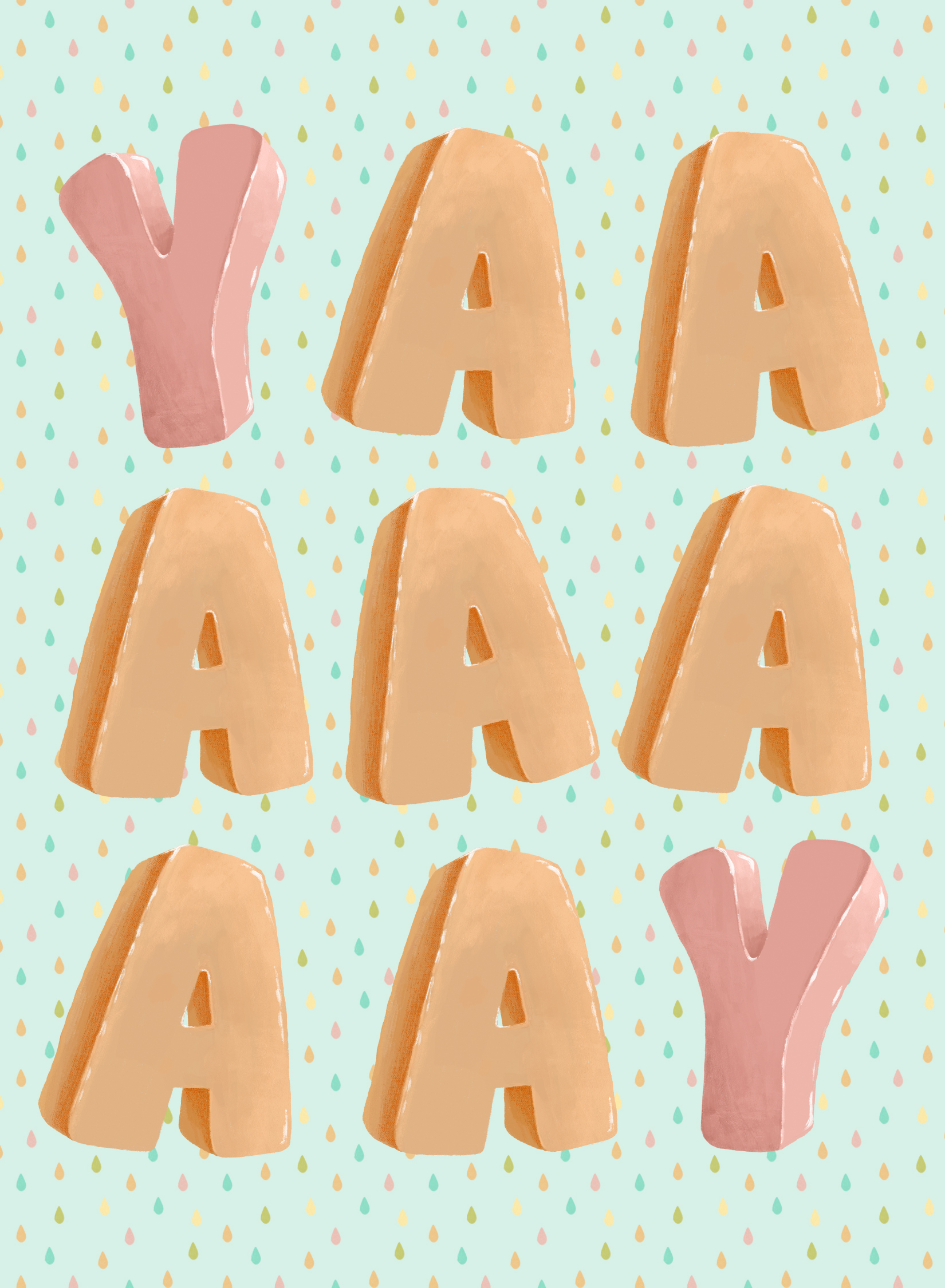 lettering yeeeey greeting card spring colors andra badea